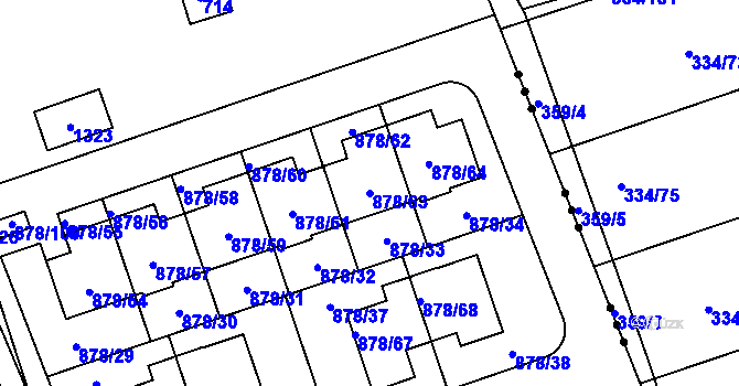 Parcela st. 878/63 v KÚ Debř, Katastrální mapa