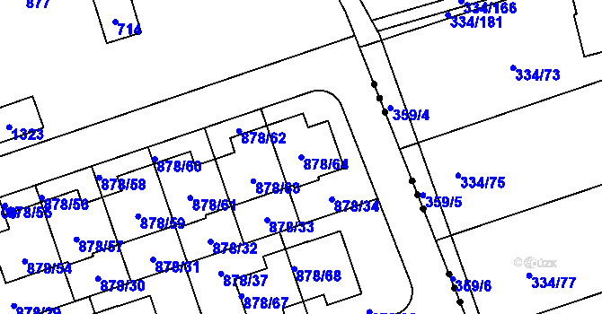 Parcela st. 878/64 v KÚ Debř, Katastrální mapa