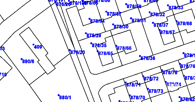 Parcela st. 878/65 v KÚ Debř, Katastrální mapa