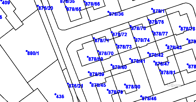 Parcela st. 878/70 v KÚ Debř, Katastrální mapa