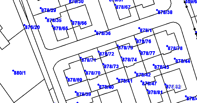 Parcela st. 878/72 v KÚ Debř, Katastrální mapa