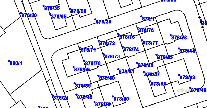 Parcela st. 878/73 v KÚ Debř, Katastrální mapa