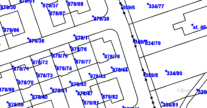 Parcela st. 878/78 v KÚ Debř, Katastrální mapa