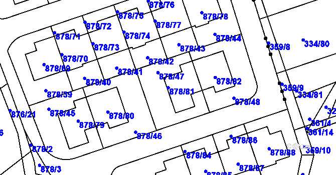 Parcela st. 878/81 v KÚ Debř, Katastrální mapa