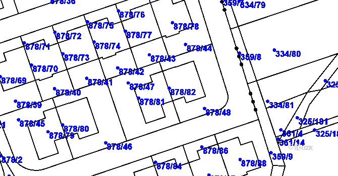 Parcela st. 878/82 v KÚ Debř, Katastrální mapa