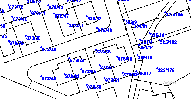 Parcela st. 878/86 v KÚ Debř, Katastrální mapa