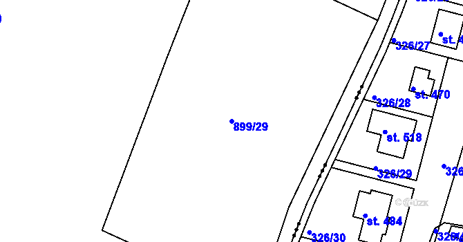 Parcela st. 899/29 v KÚ Debř, Katastrální mapa