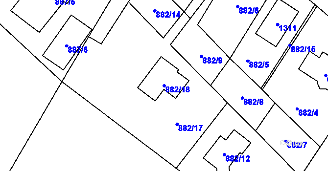 Parcela st. 882/18 v KÚ Debř, Katastrální mapa