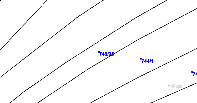 Parcela st. 749/33 v KÚ Mladá Vožice, Katastrální mapa