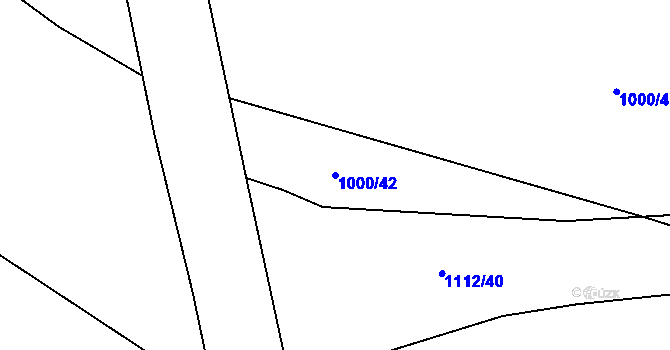 Parcela st. 1000/42 v KÚ Mladá Vožice, Katastrální mapa