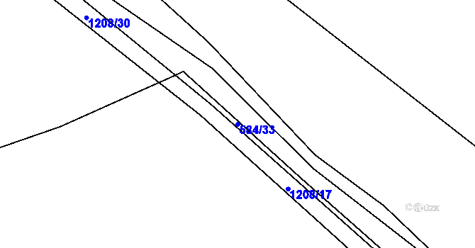 Parcela st. 584/33 v KÚ Mladá Vožice, Katastrální mapa