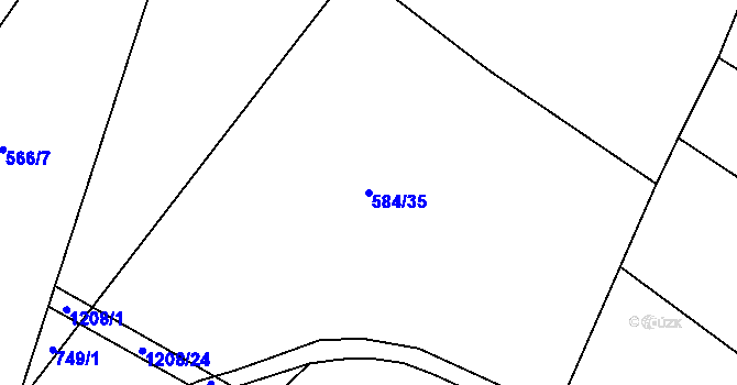 Parcela st. 584/35 v KÚ Mladá Vožice, Katastrální mapa