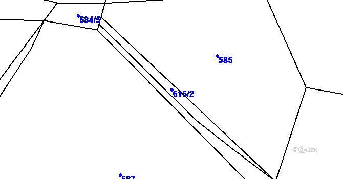 Parcela st. 615/2 v KÚ Mladá Vožice, Katastrální mapa