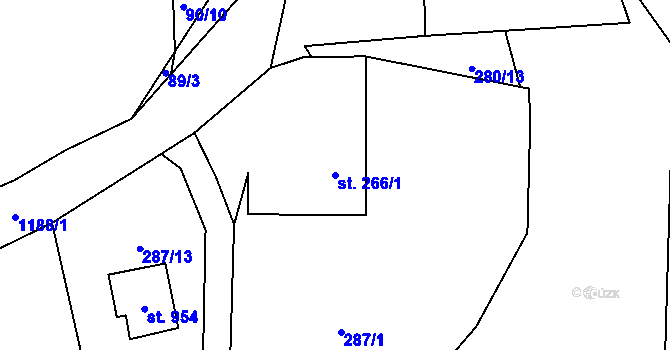 Parcela st. 266/1 v KÚ Mladá Vožice, Katastrální mapa