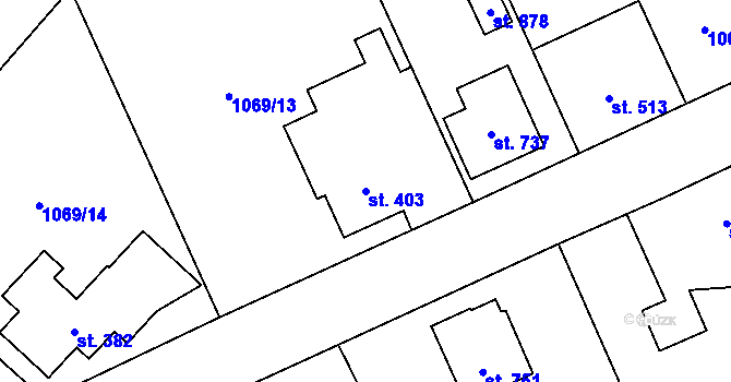 Parcela st. 403 v KÚ Mladá Vožice, Katastrální mapa