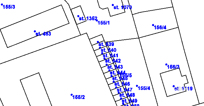 Parcela st. 641 v KÚ Mladá Vožice, Katastrální mapa