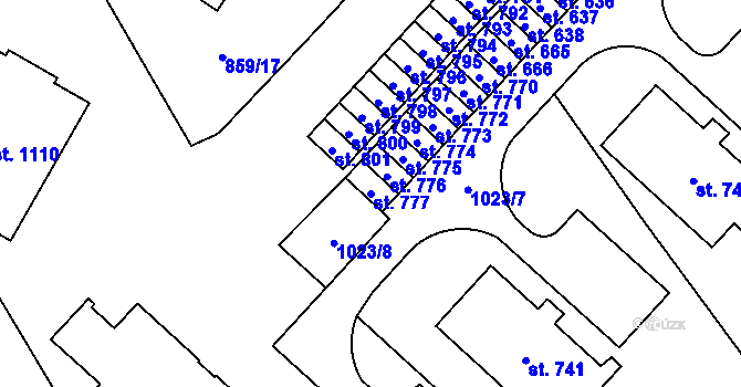 Parcela st. 777 v KÚ Mladá Vožice, Katastrální mapa