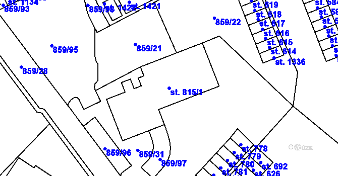 Parcela st. 815/1 v KÚ Mladá Vožice, Katastrální mapa