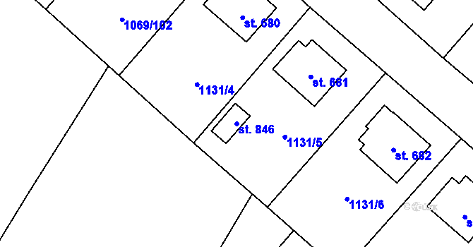 Parcela st. 846 v KÚ Mladá Vožice, Katastrální mapa