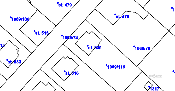 Parcela st. 939 v KÚ Mladá Vožice, Katastrální mapa