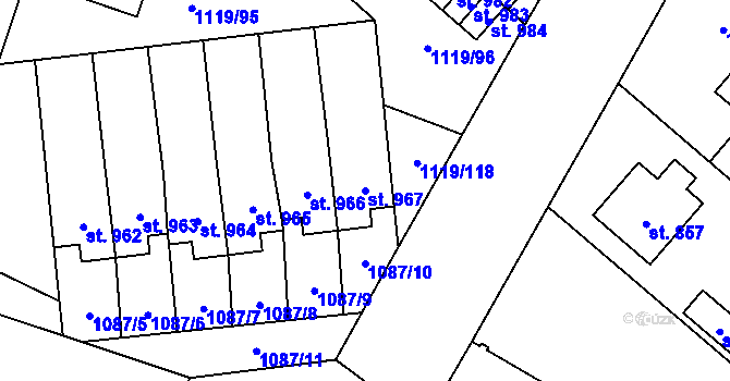 Parcela st. 967 v KÚ Mladá Vožice, Katastrální mapa