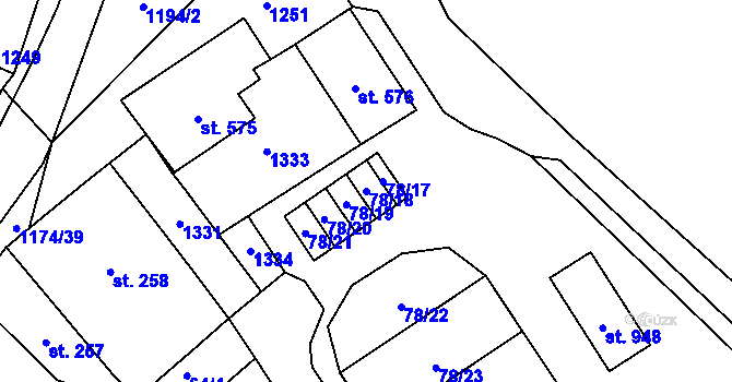 Parcela st. 78/18 v KÚ Mladá Vožice, Katastrální mapa