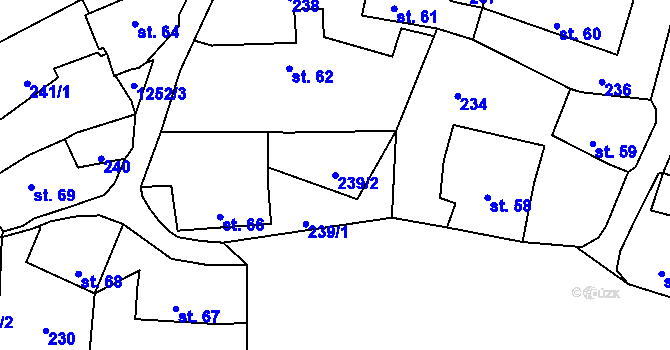 Parcela st. 239/2 v KÚ Mladá Vožice, Katastrální mapa