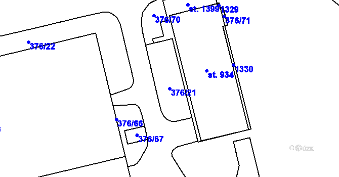 Parcela st. 376/21 v KÚ Mladá Vožice, Katastrální mapa