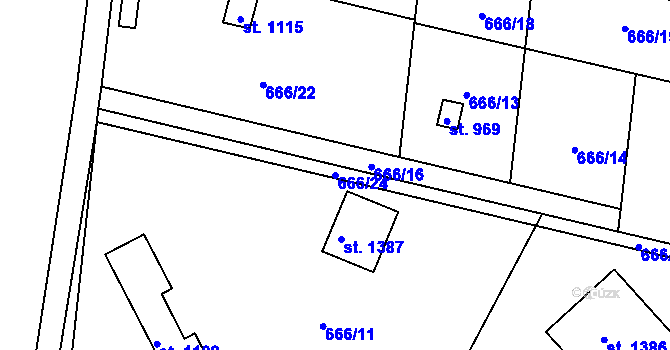 Parcela st. 666/24 v KÚ Mladá Vožice, Katastrální mapa