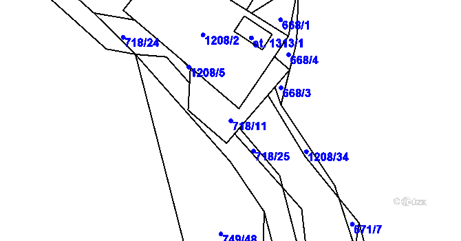 Parcela st. 718/11 v KÚ Mladá Vožice, Katastrální mapa