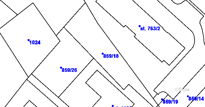 Parcela st. 859/18 v KÚ Mladá Vožice, Katastrální mapa