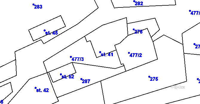 Parcela st. 41 v KÚ Mladé Bříště, Katastrální mapa