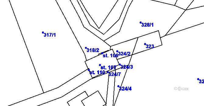 Parcela st. 106 v KÚ Mladé Bříště, Katastrální mapa