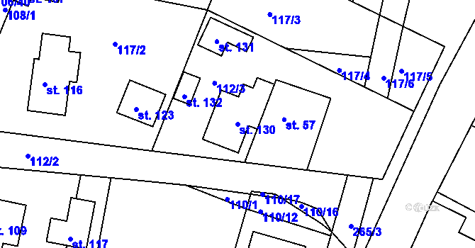 Parcela st. 130 v KÚ Mladé Bříště, Katastrální mapa