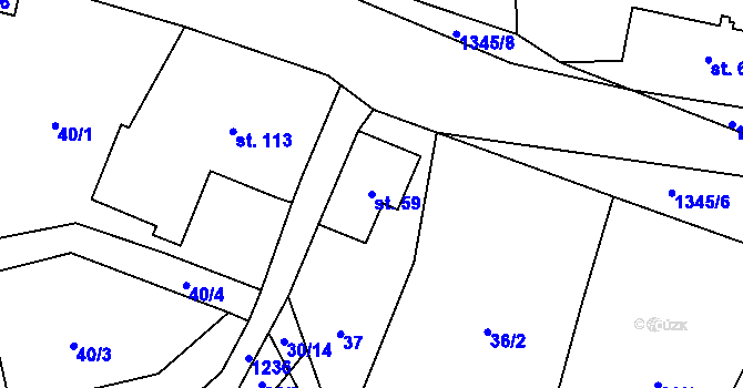 Parcela st. 59 v KÚ Hertvíkovice, Katastrální mapa