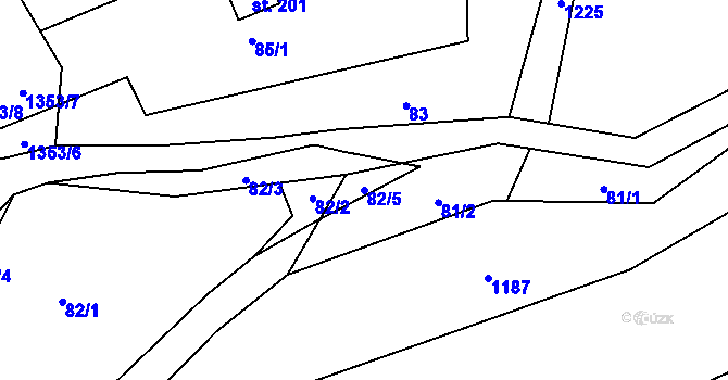 Parcela st. 82/5 v KÚ Hertvíkovice, Katastrální mapa