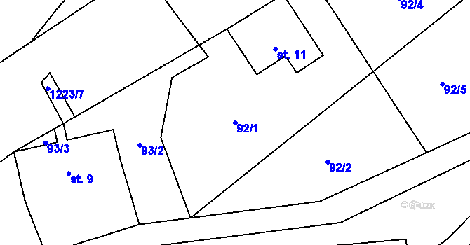 Parcela st. 92/1 v KÚ Hertvíkovice, Katastrální mapa