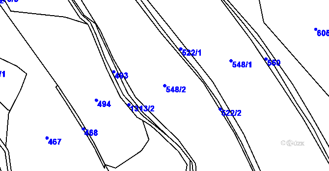 Parcela st. 548/2 v KÚ Hertvíkovice, Katastrální mapa