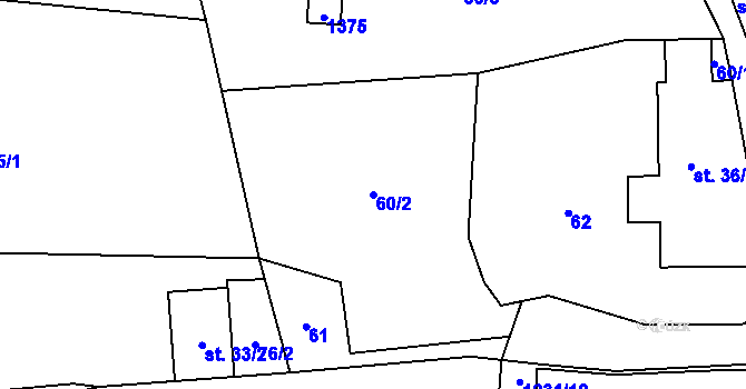 Parcela st. 60/2 v KÚ Hertvíkovice, Katastrální mapa