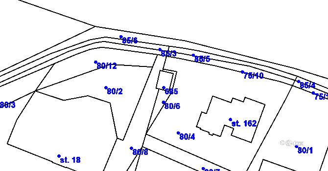 Parcela st. 90 v KÚ Kalná Voda, Katastrální mapa