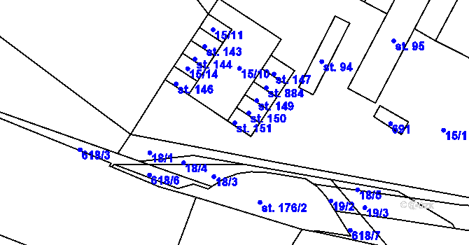 Parcela st. 151 v KÚ Kalná Voda, Katastrální mapa