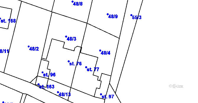 Parcela st. 48/4 v KÚ Kalná Voda, Katastrální mapa