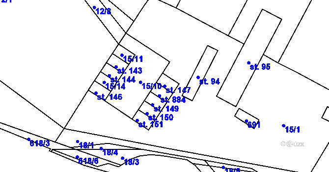 Parcela st. 147 v KÚ Kalná Voda, Katastrální mapa