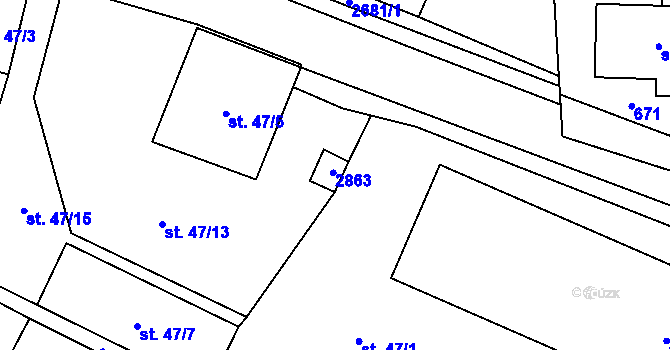 Parcela st. 47/6 v KÚ Mladé Buky, Katastrální mapa