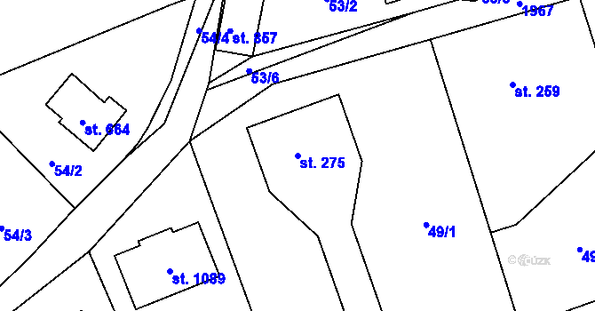 Parcela st. 275 v KÚ Mladé Buky, Katastrální mapa