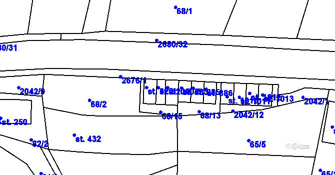 Parcela st. 320/3 v KÚ Mladé Buky, Katastrální mapa