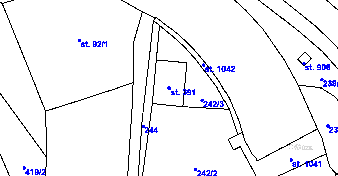 Parcela st. 391 v KÚ Mladé Buky, Katastrální mapa