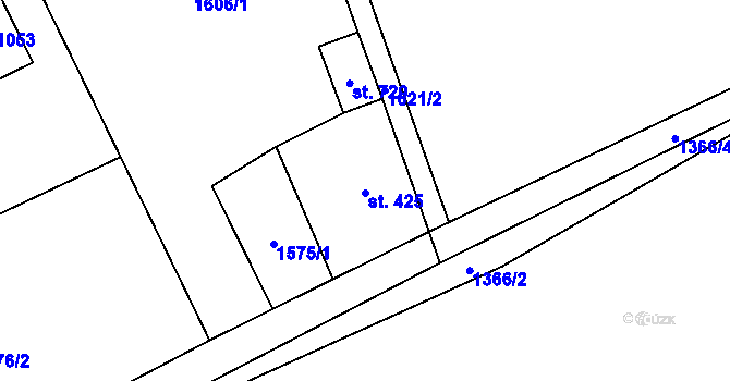 Parcela st. 425 v KÚ Mladé Buky, Katastrální mapa