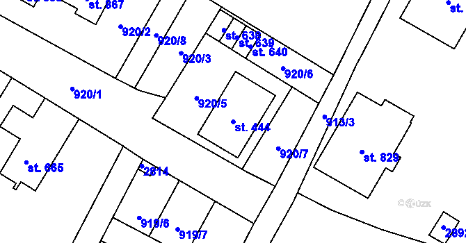 Parcela st. 444 v KÚ Mladé Buky, Katastrální mapa