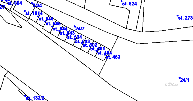Parcela st. 464 v KÚ Mladé Buky, Katastrální mapa